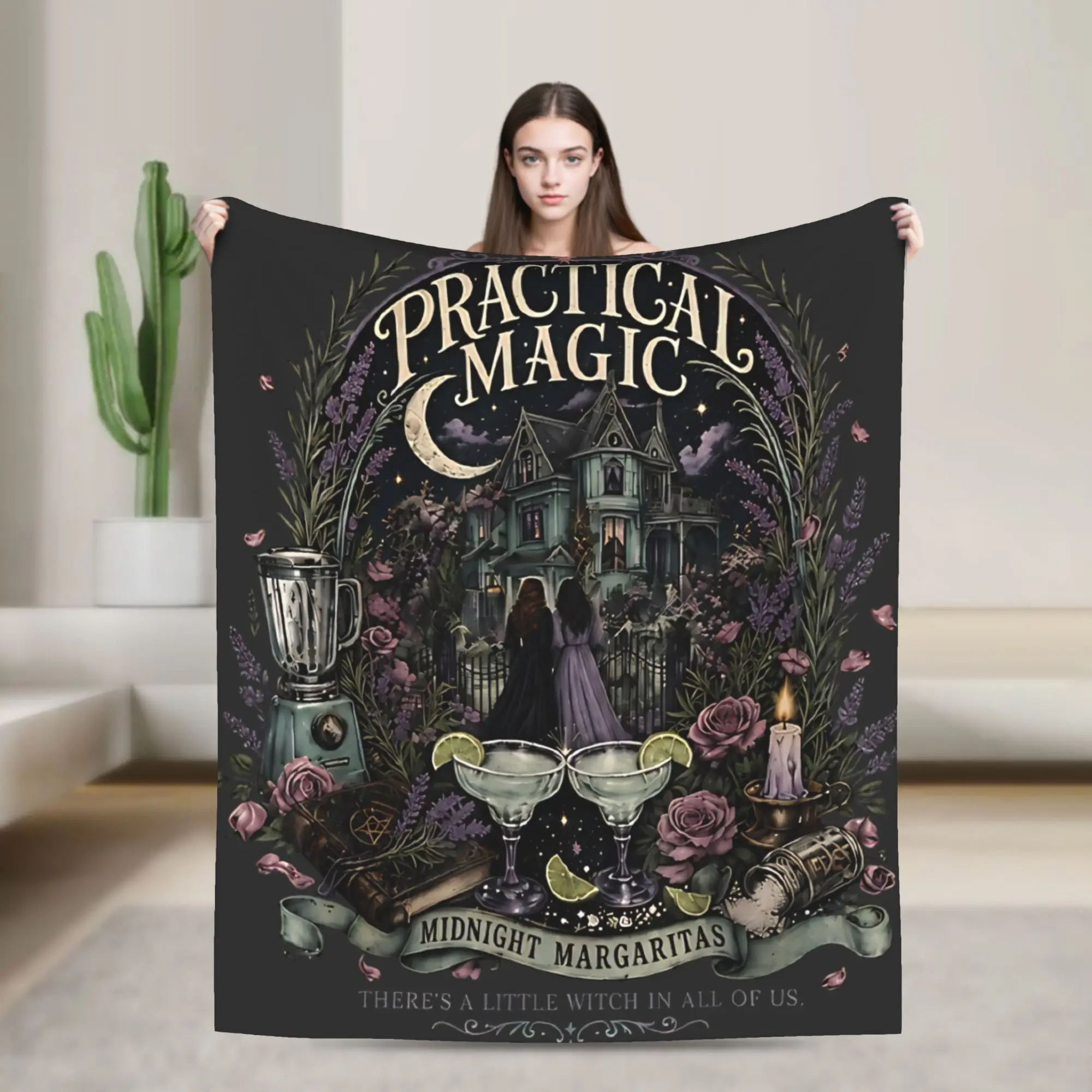 Practical Magic Midnight Margaritas Witchcraft Witchy Gothic Blanket Coral Fleece Plush Throw Blankets for Sofa Rug Piece