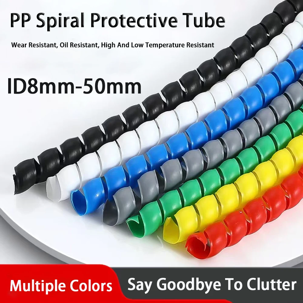 

1M 5M Winding Tube 8/10/12/16/20 mm Wire Organizer Cable Protection Sleeve Tube Protection Sleeve Spiral Wrap Winding Protector