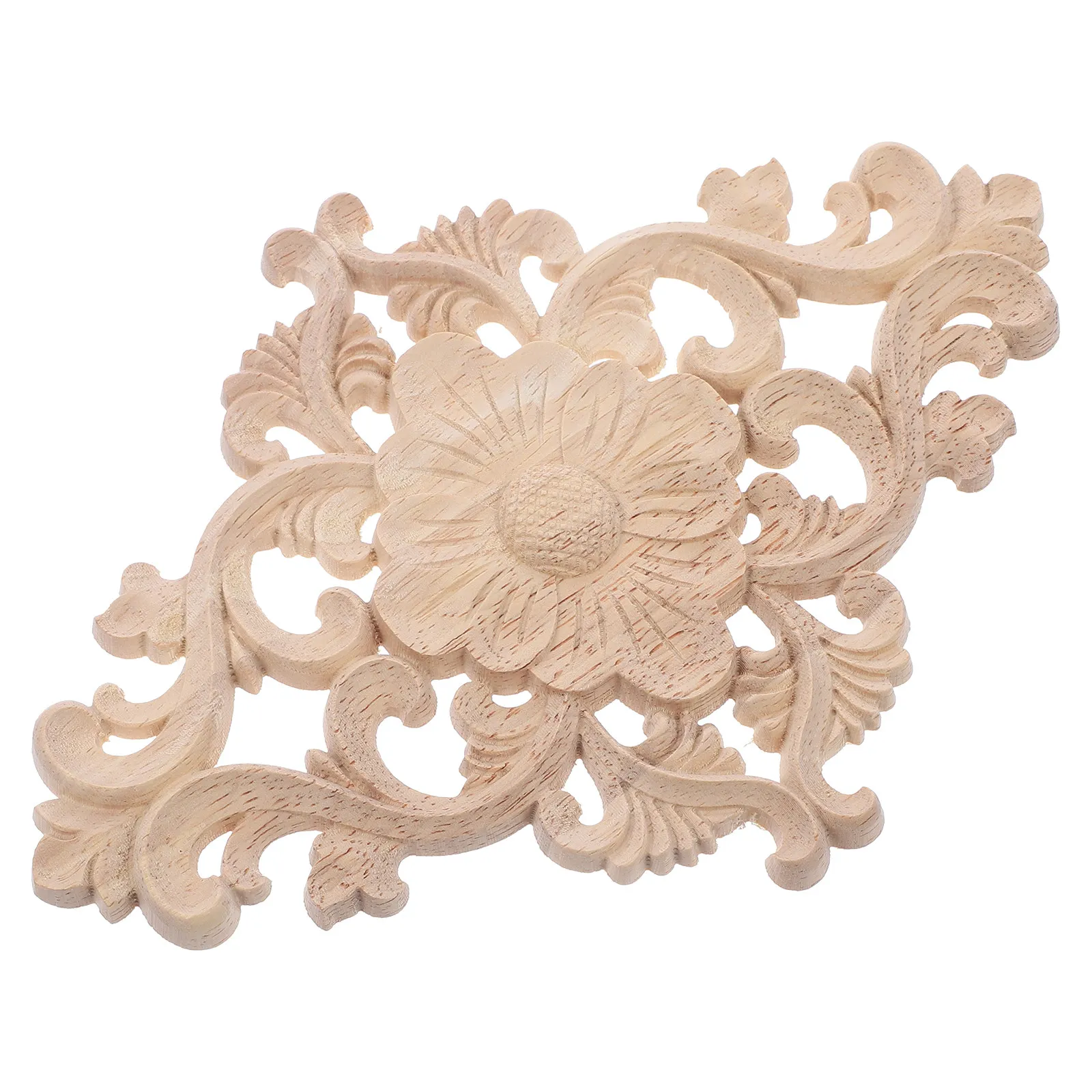1Pcs Premium Solid Wood Carved Onlay Applique Unpainted Trim for Interior Decoration Doors Cabinets Wall Art