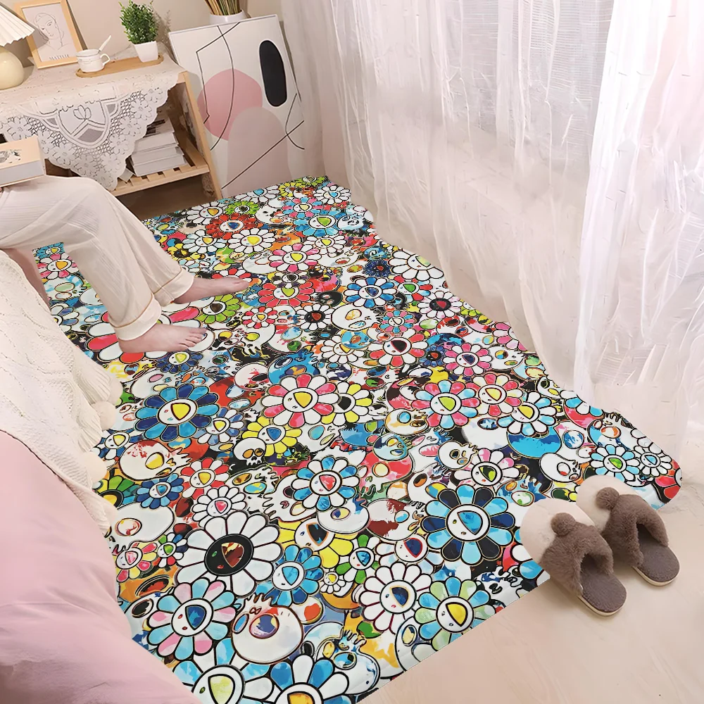 Flower T-Takashi Art M-Murakami Room Mats Anti-slip Absorb Water Long Strip Cushion Bedroon Mat Household Carpets