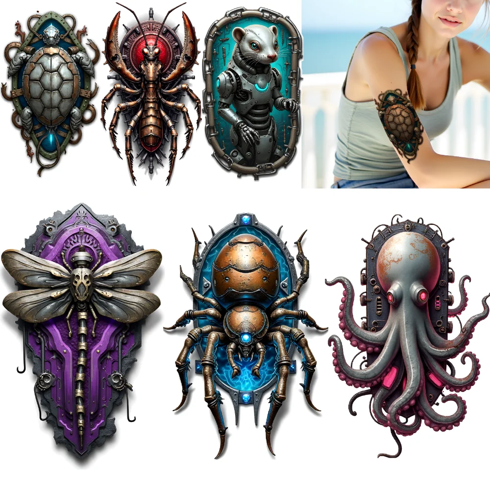

3pcs Temporary Tattoo Mantis Tattoo Waterproof Long-lasting Body Stickers Spider Tattoo Gear Tattoo Colorful Realism For Men