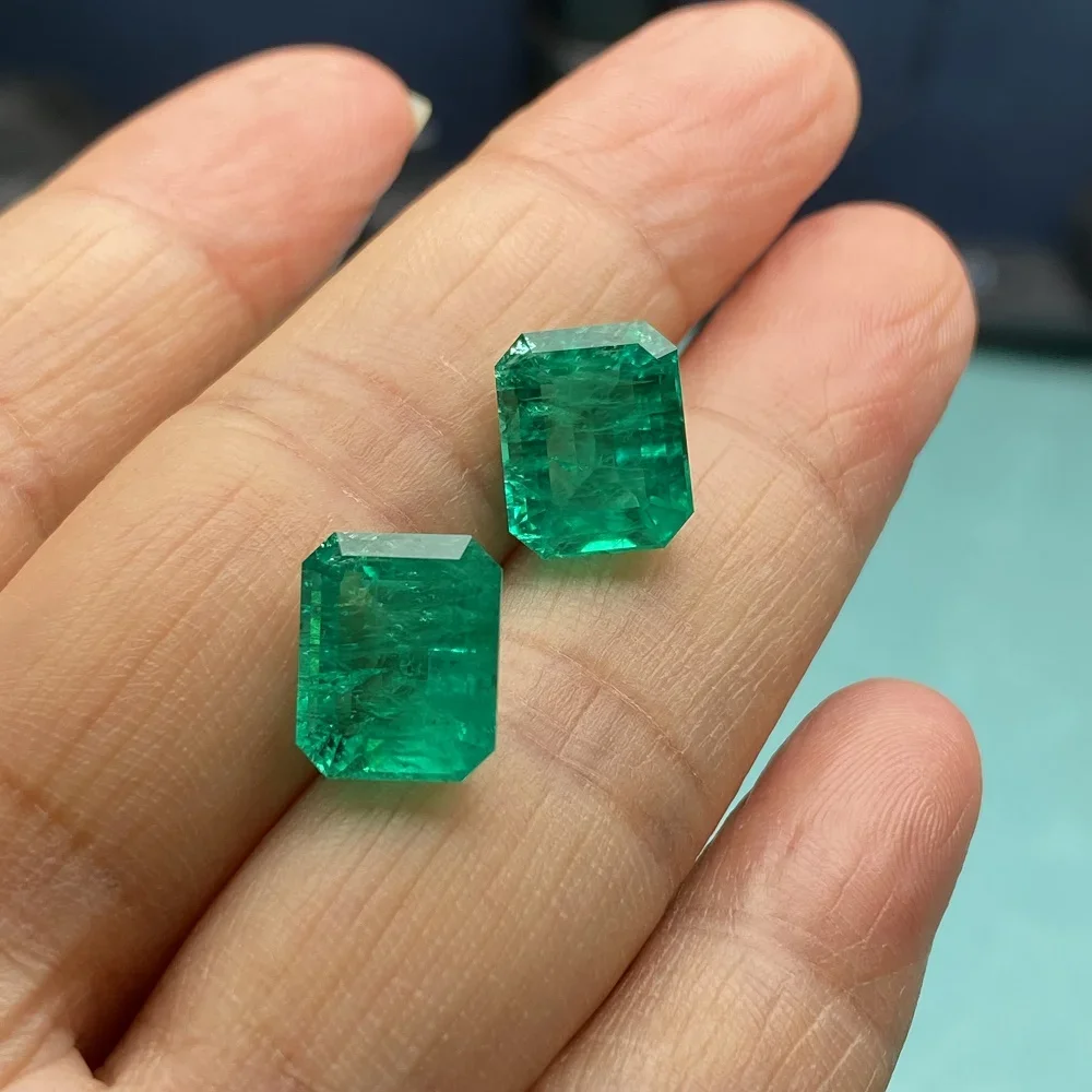 Pirmiana Top Quality Handmade Lab Grown Emeralds 9x11mm Emerald Cut  Colombian Vivid Green Loose Gemstone