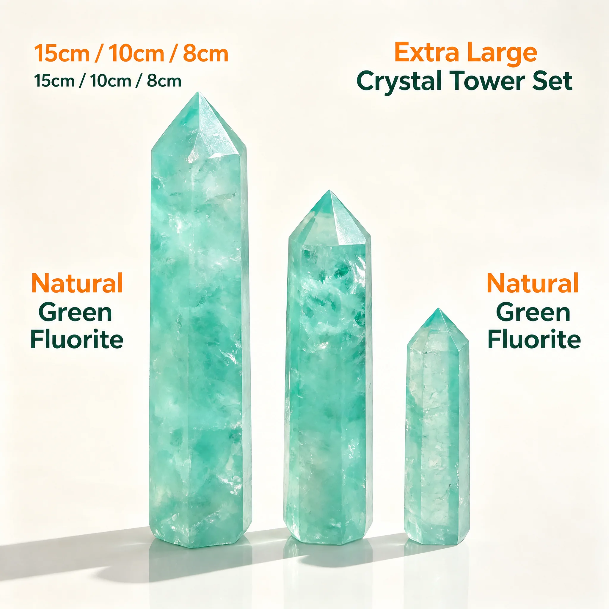 3 Pcs Large Size Natural Green - Healing Crystal Set recension och pris