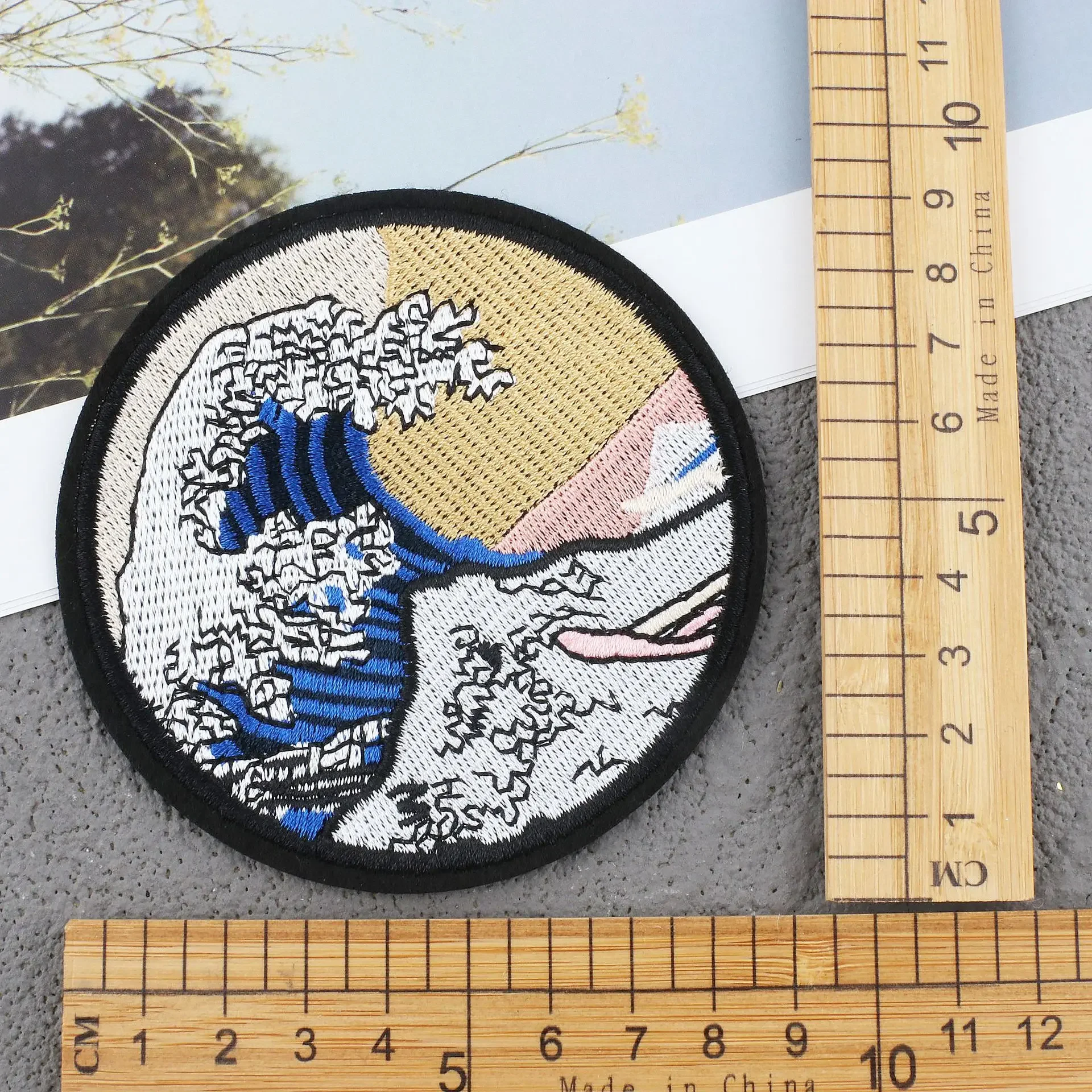 موجة القماش ملصق الجبل والنهر صورة التطريز ملصق لاصق شارة الصبي الكرتون التطريز #2