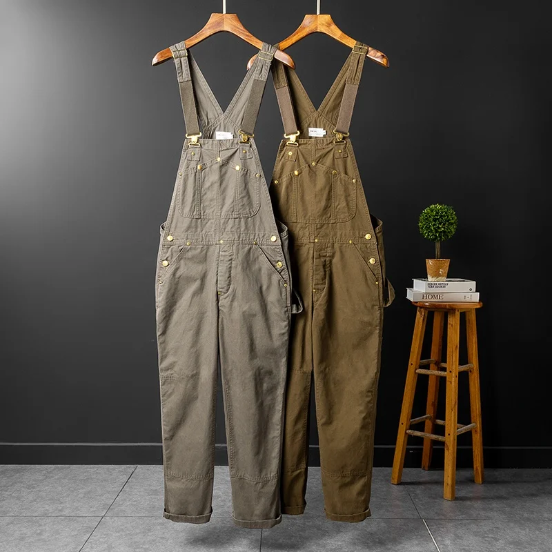 

Ретро-комбинезон свободного кроя, рабочая одежда, однотонный, прямой крой, повседневные брюки на бретелях, длинные, модные, для молодежи, активного образа жизни
