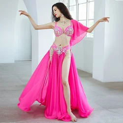 High-end Competition Suit Belly Dance Suit Diamond Inlaid Bra Split Big Skirt Sexy Performance Suit  Women's Adult