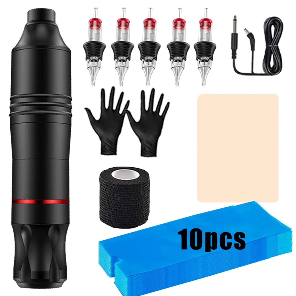 Cartridge Tattoo Pen Machine Kit With Tattoo Machine Cable Protective Bag and Tattoo Skin Gloves Set for Tattoo Artist Supplies