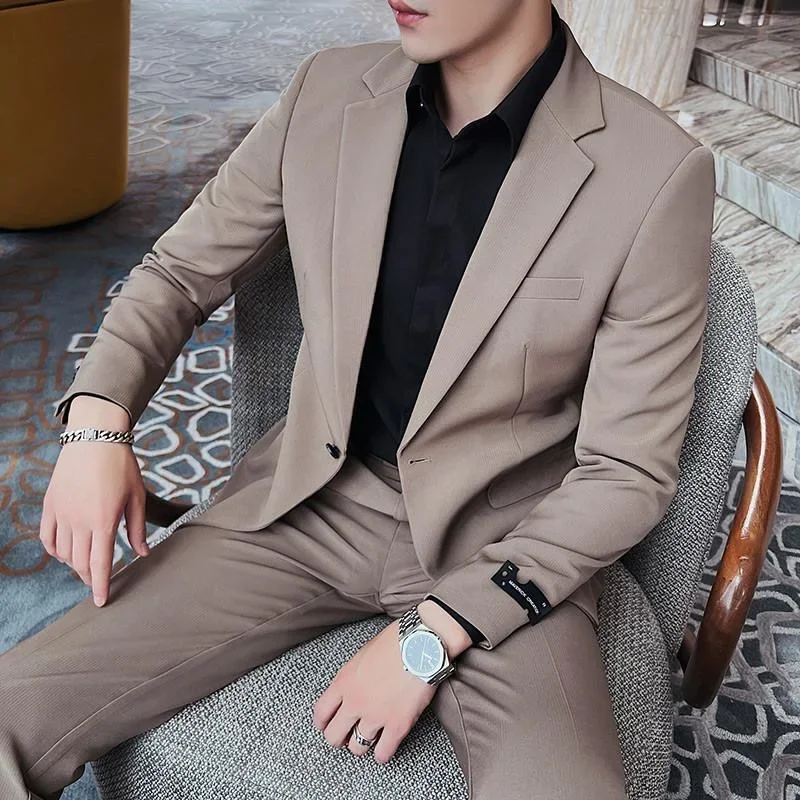 

Korean style men, informal working brides, best men, narrow two piece modern suit