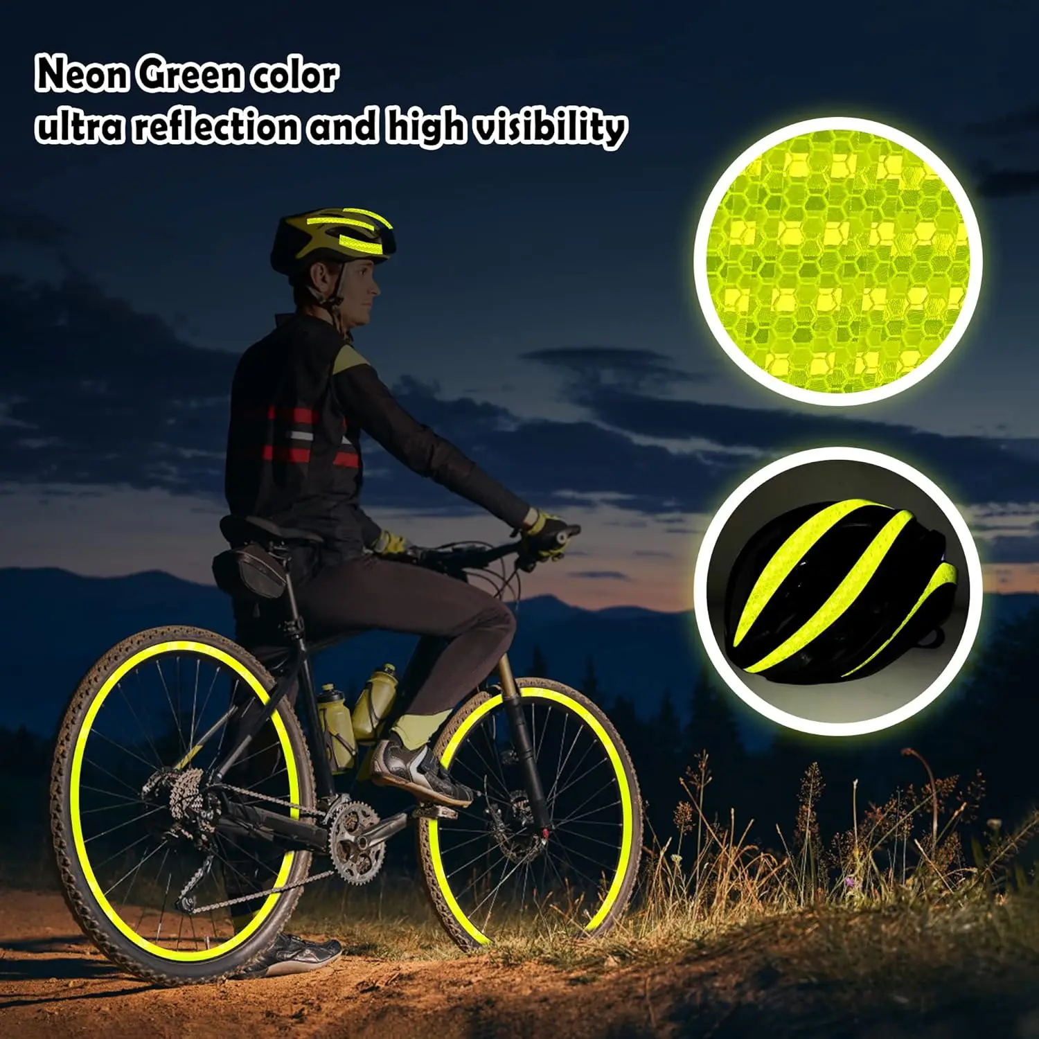 Bike Stickers Reflective Tape Fluorescent MTB Bike Bicycle Strips Cycling MTB Tapes for Bicycle Helmet Motorcycle Scooter