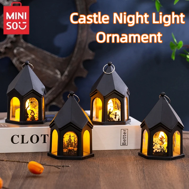 

MINISO Castle Pumpkin Ghost Lantern Halloween Style Ornament Souvenir Light Decoration Gift Surprise Night Light Battery Powered