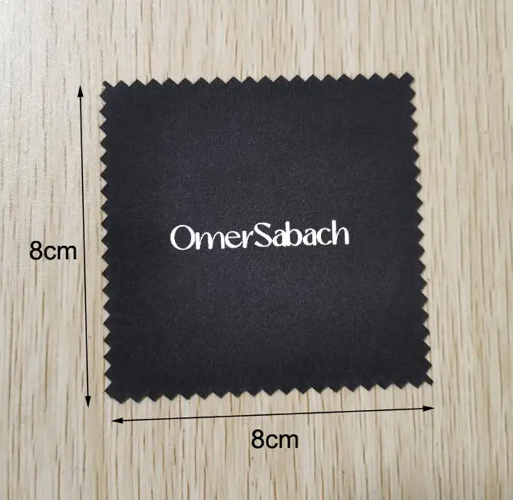 100 Pieces 8*8cm Black Cleaning Cloth Jewelry Cloths Screen Printed with White Logo Customised Logo
