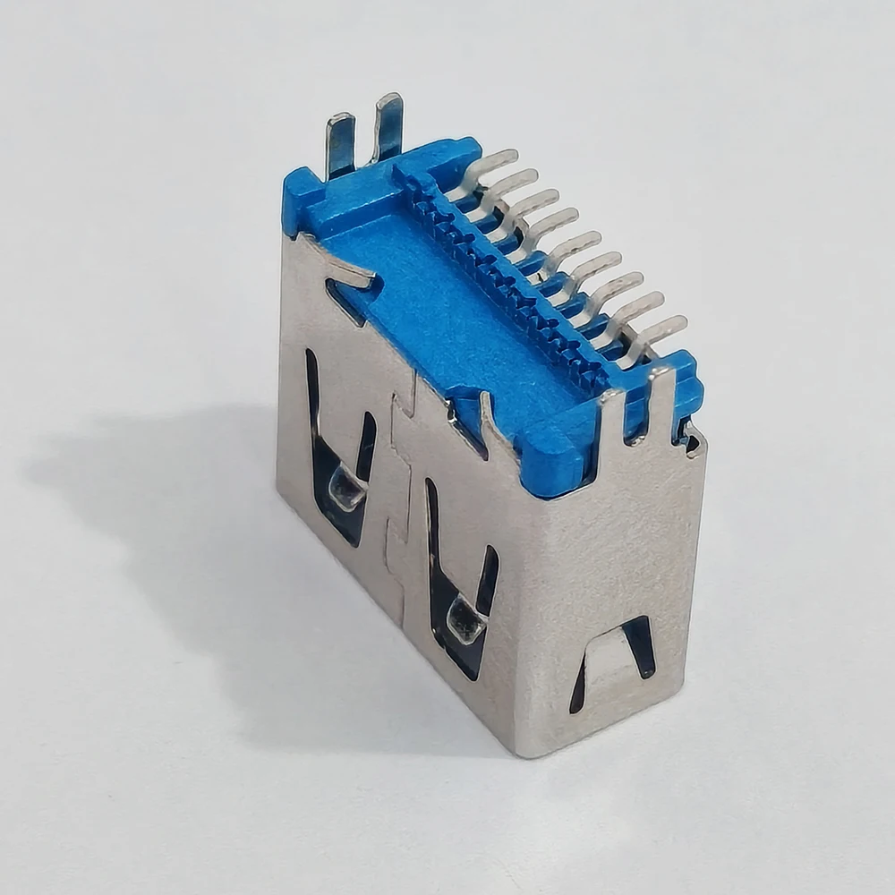 5 Stück USB 3.0 Typ-A Buchse 9P randloser Klemmstecker blauer Isolator Modell 916-862A205EY10200 PCB-Montagebuchse – Detail 3