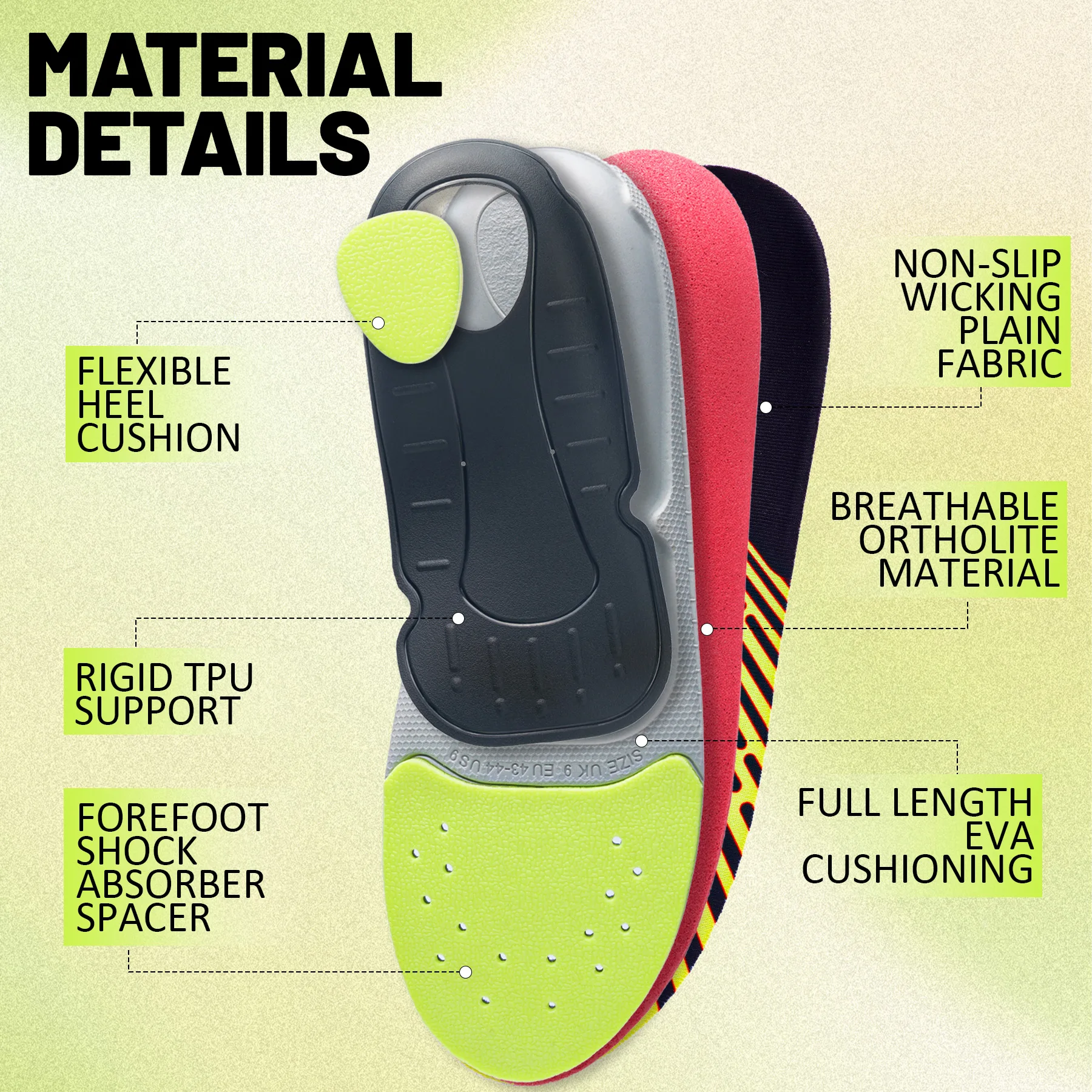 Plantar Fasciitis Relief Orthopedic Insole High Arch Support Flat Foot Men Women Work Orthotic Insert Sport Shoe Sneaker Sole