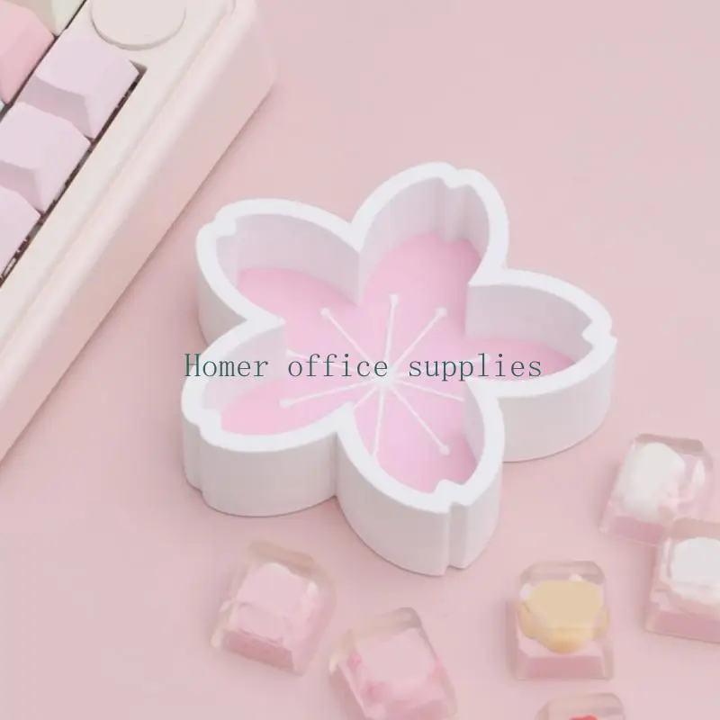 K43B Keycap Storage Box Flower Shape Desktop Organiser with Five Slots for Mechanical Keyboard Collectors, Keycaps and Small