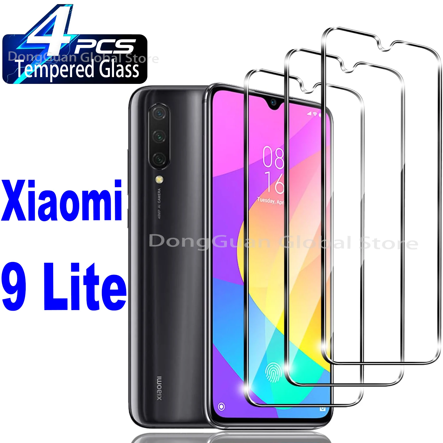 

1/4Pcs Tempered Glass For Xiaomi 9 Lite Screen Protector Glass Film