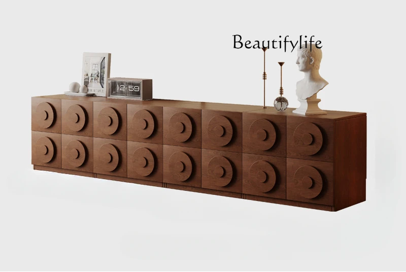 

Solid wood card door cabinet Multifunctional combination TV cabinet Storage chest cabinet Side cabinet