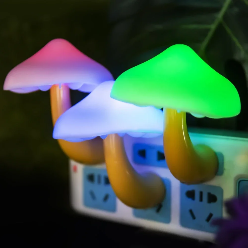 5 Colors Mushroom LED Night Light Lamp Child Baby Warm Lamp Illumination Lighting Sensor Wall Socket Light Room Bedroom Decor