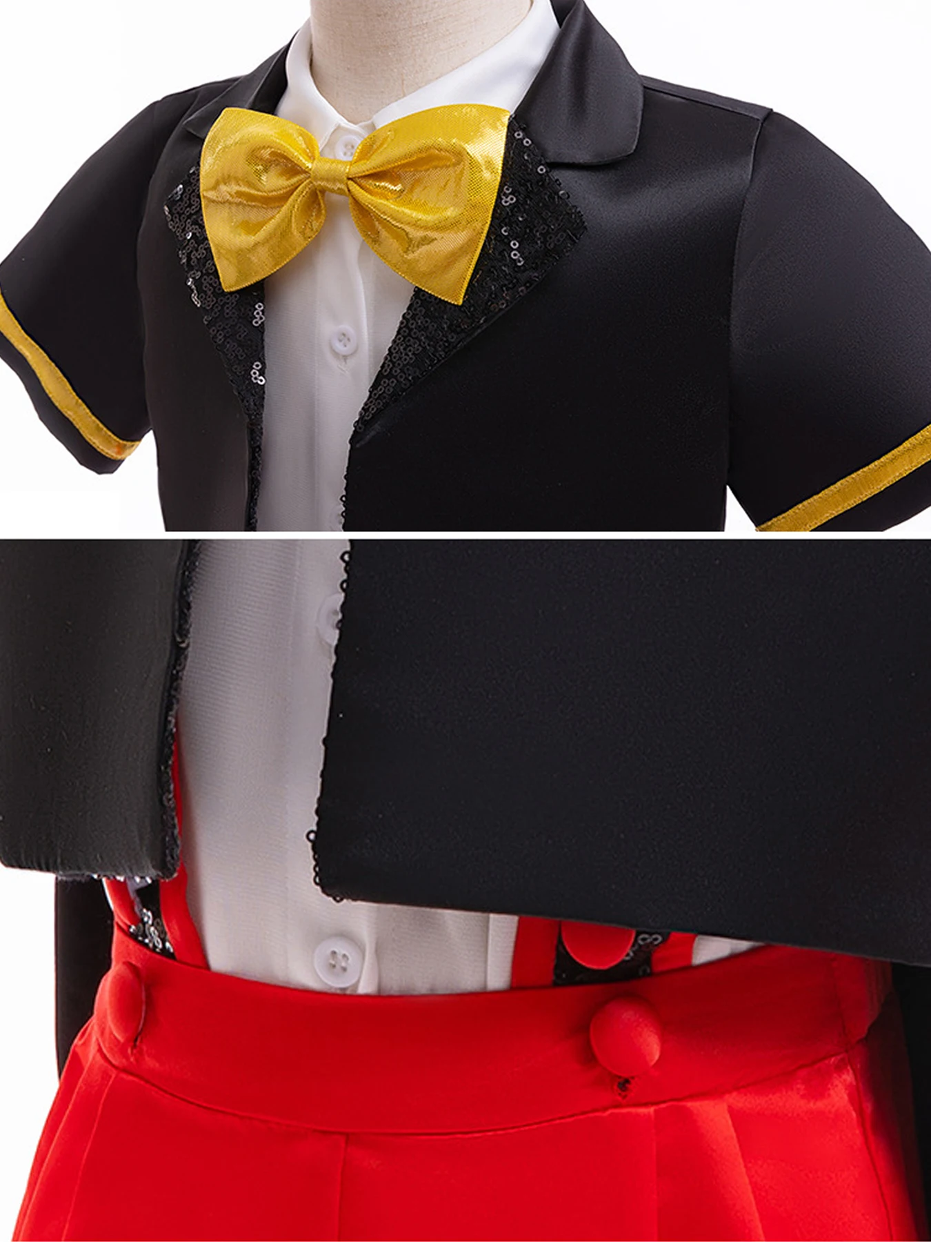 Shirt+Coat+Shorts+Headband+Gloves+Tie bow 6pcs Set Kids Carnival Easter Mouse Role Playing Clothing Toddler Boys Cosplay Costume