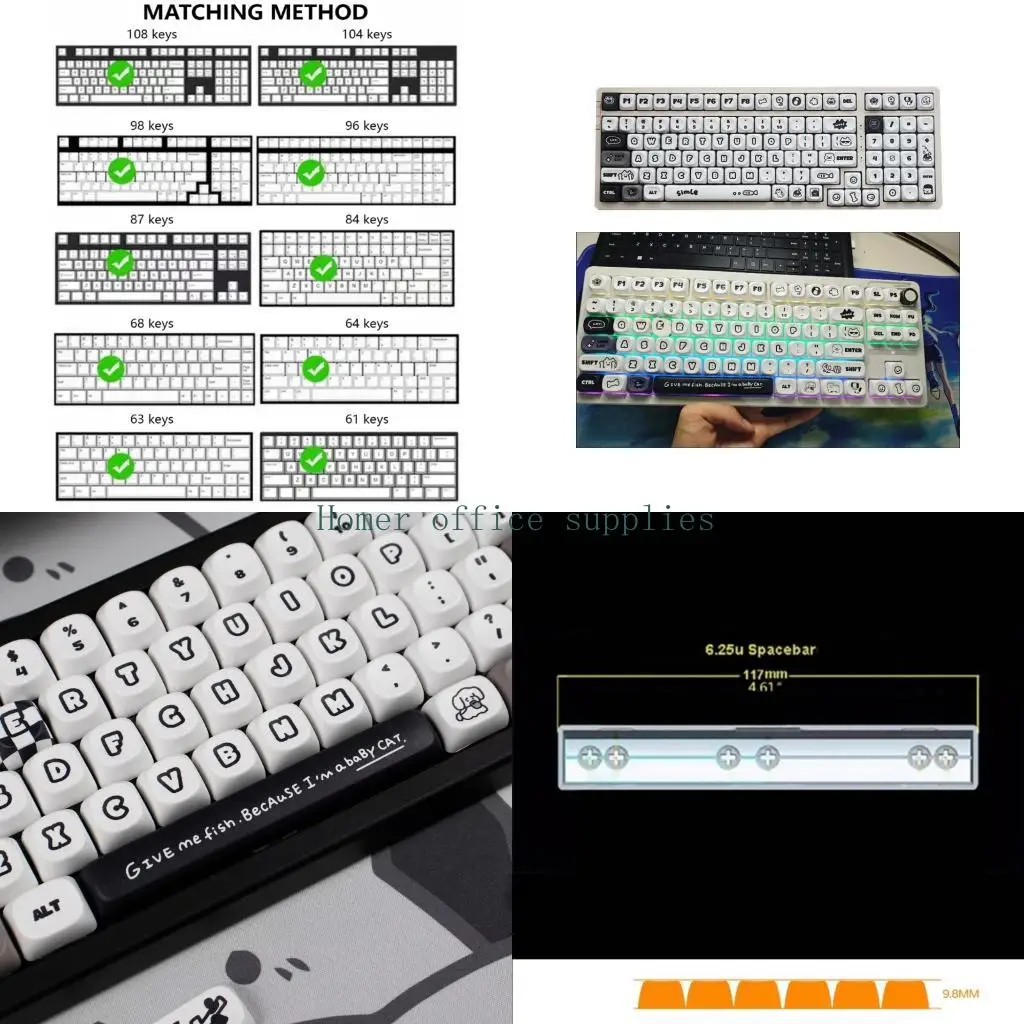 

K43B Cats and Puppy Keycaps MOA Profile Dyes Sublimation PBT 140Key for Mechanical Keyboards For MXes Switches