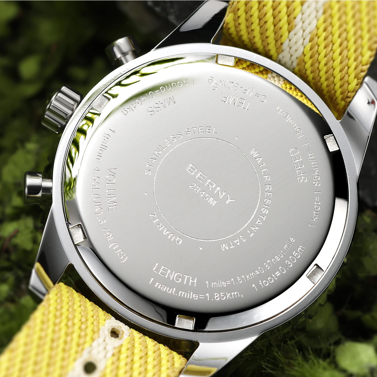 BERNY Chronographen-Uhren für Herren, superleuchtende, multifunktionale Quarz-Herrenuhr mit Datum, Saphir-Nylonarmband – Detail 13