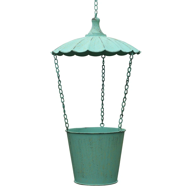 

Wrought iron parachute hanging bucket, hanging decorative basin hanging basket