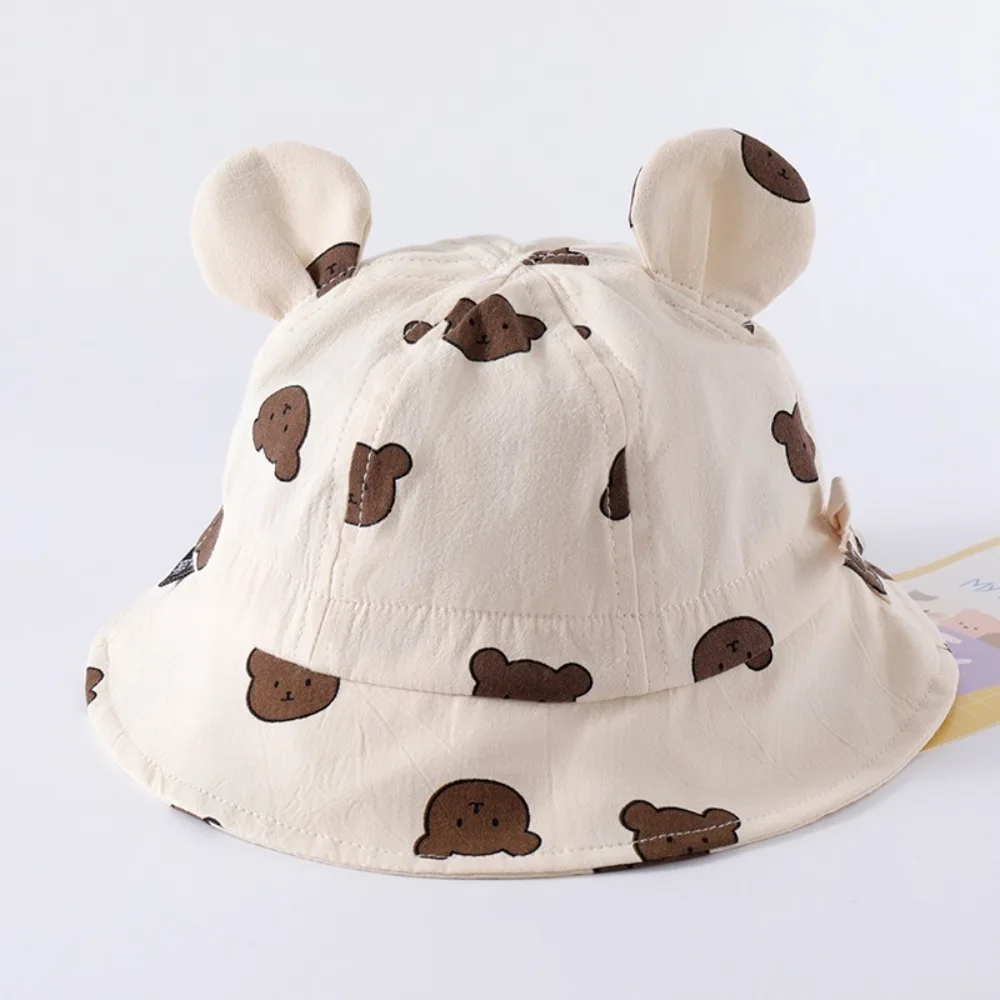 

New Trendy Bucket Hat Anti-Sun Anti-UV Sunscreen Hat Breathable Cute Bear Beach Hat Gift