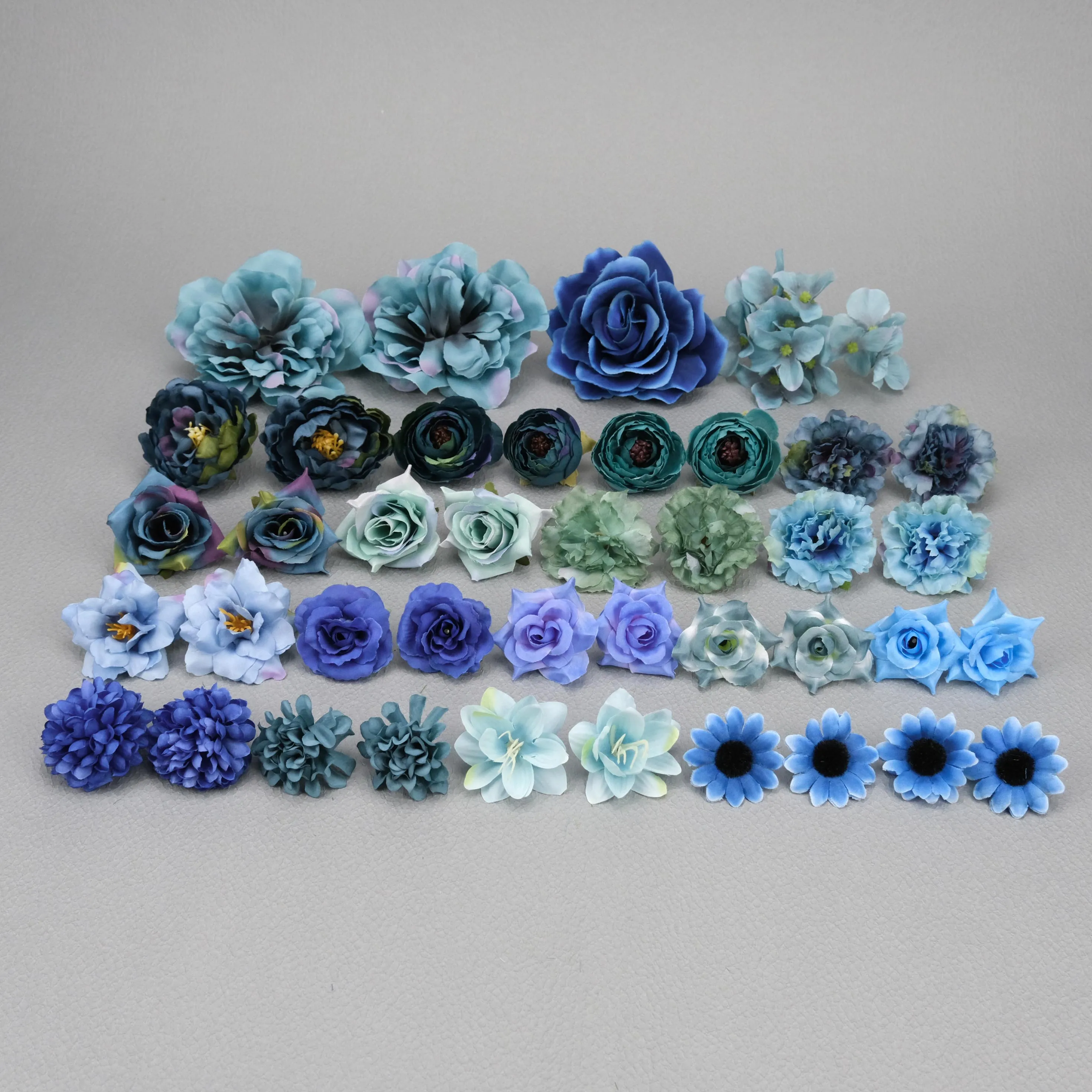 40Pcs Royal Blue Artificial Silk Flower Head Bulk Fake Flower For DIY Creation Hairclip Crown Decor