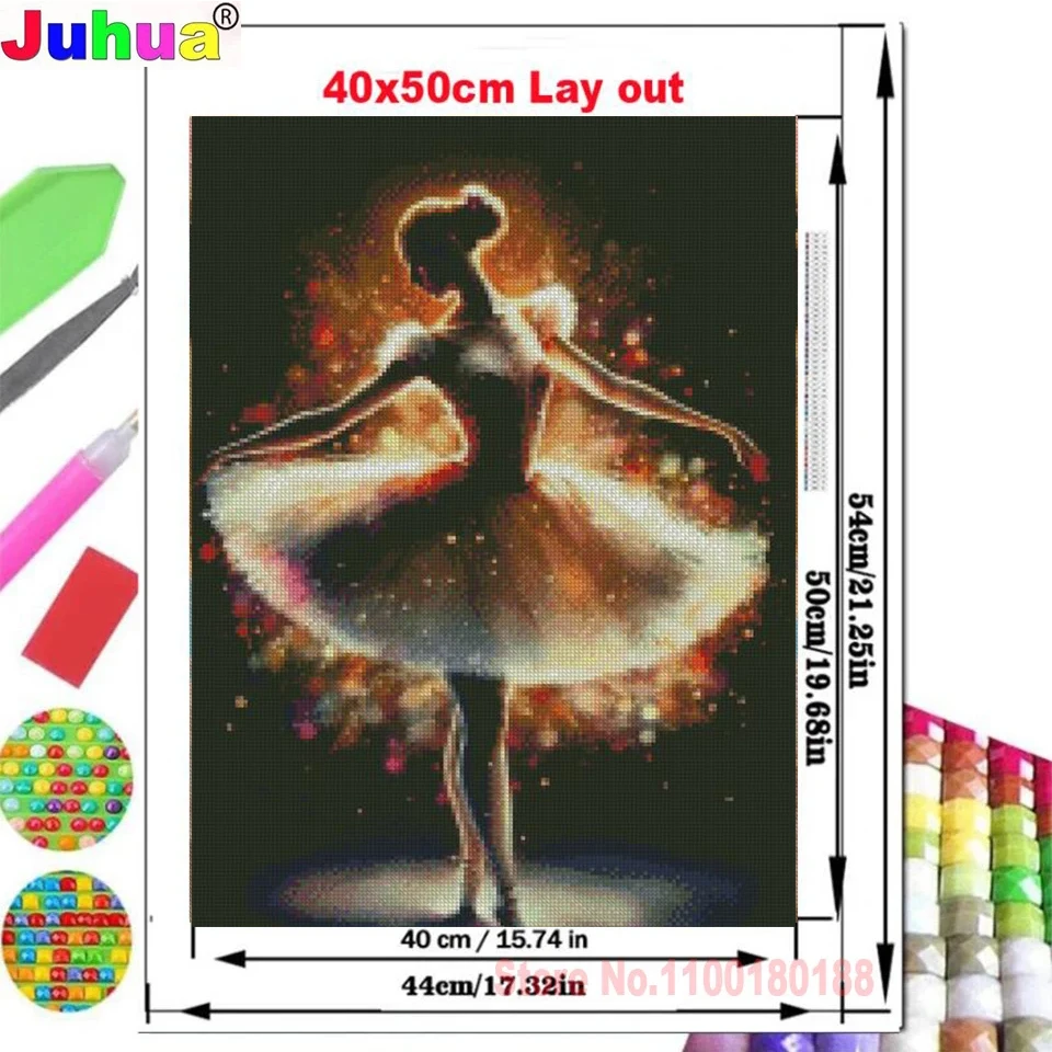 Colorful Ballerina Diamond Painting Kits Baller Girl 5D DIY Diamond Mosaic Embroidery For Dance Pictures Home Decor