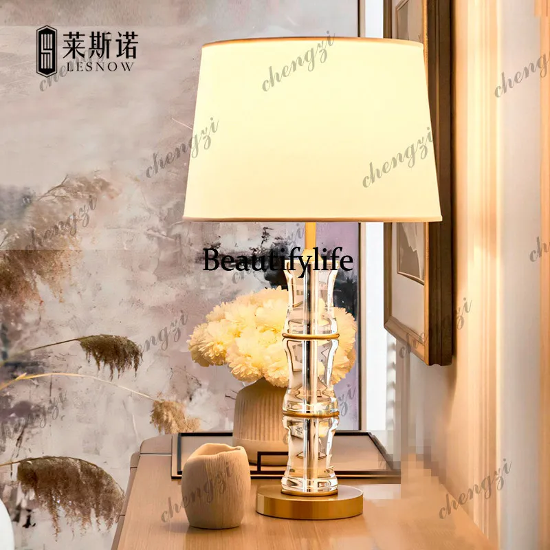 Light luxury crystal desk lamp sofa master bedroom bedside lamp European high-end high-end designer art style