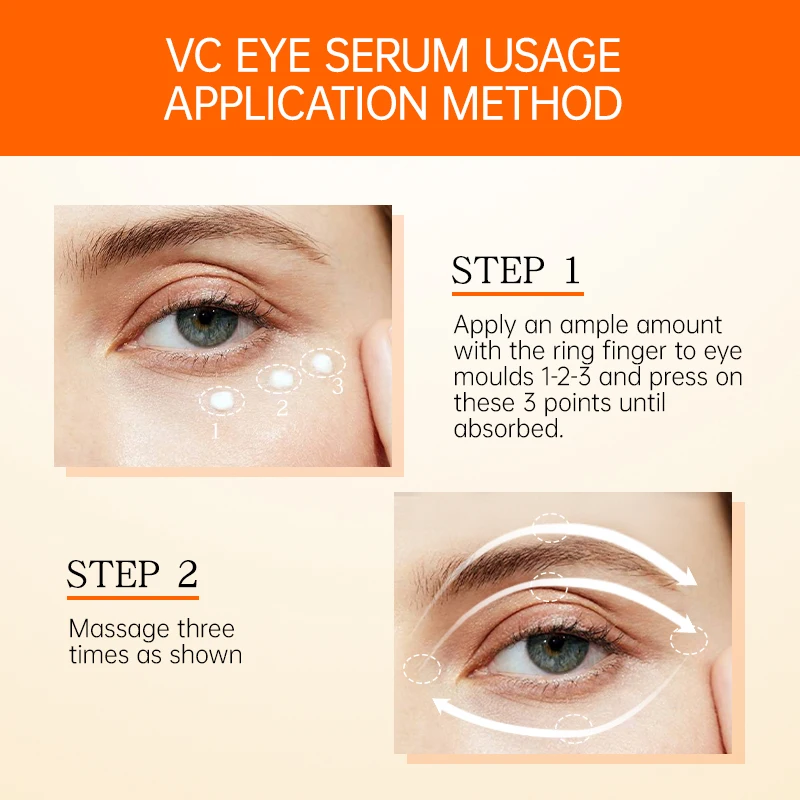 JoyPretty Vitamin C Eye Cream Anti Dark Circles Eye Bag Firmness Moisturizing Whitening Massager Wrinkle Eye Serum Beauty Health image 6