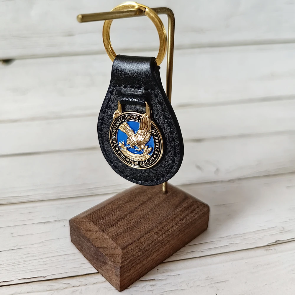 Llavero masónico de águilas filipinas, colgante de coche masónico masón fraternal, anillo de moda de cuero con personalidad para hombre