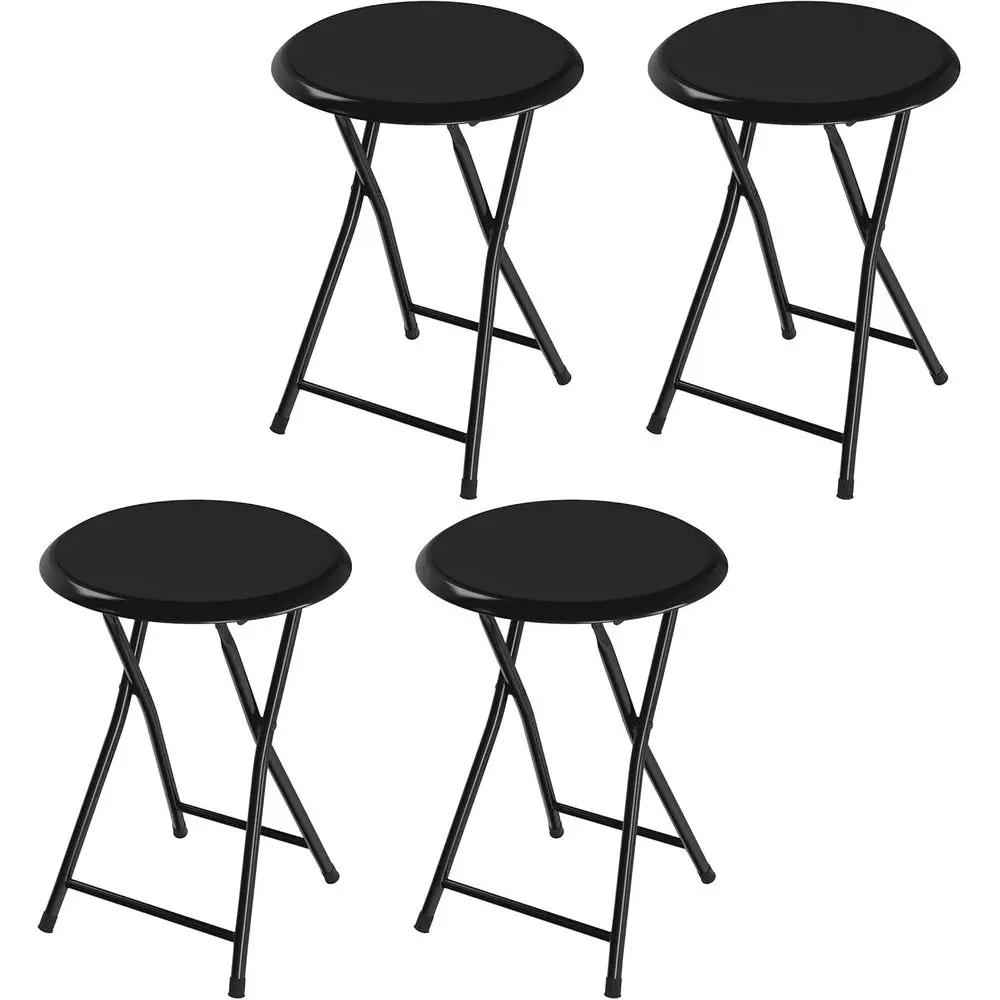 

Heavy-Duty 18-Inch Padded Bar Stools Set of 4, 225lb Capacity for Home, Dorm, or Game Room (Black)