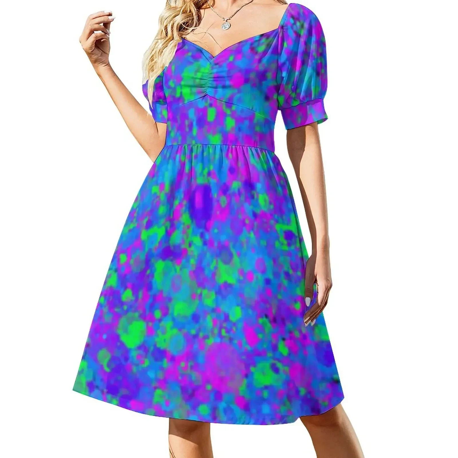 

Blue Green Pink Purple Paint Splatter (emariephotos001) Sleeveless Dress dress women elegant luxury dresses for women 2025 Dress