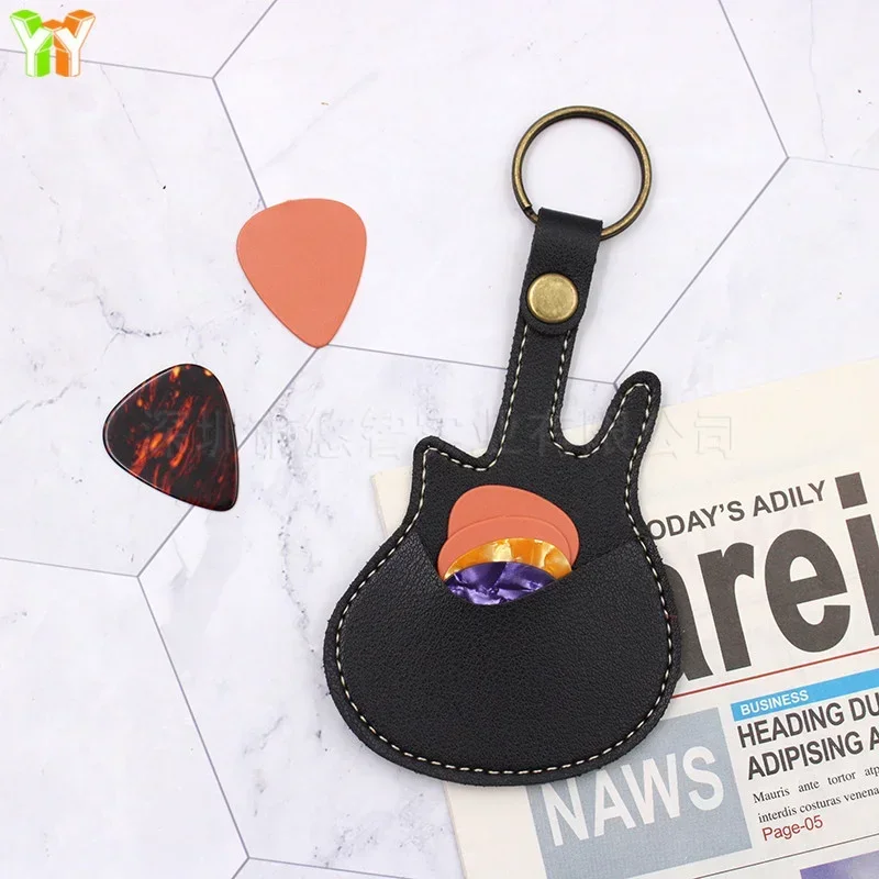 PU Leather Key Chain Guitar Picks Holder Keychain Plectrums Bag Case Supplies Guitar Strap  Guitar Neck