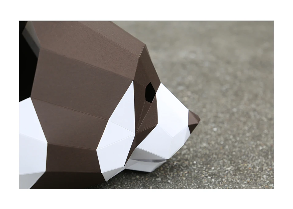 Molde de papel 3D de cabeza de oso, máscara de cabeza de oso, modelo Animal, accesorios de Cosplay de Halloween, juego de rol de fiesta, máscaras artesanales DIY