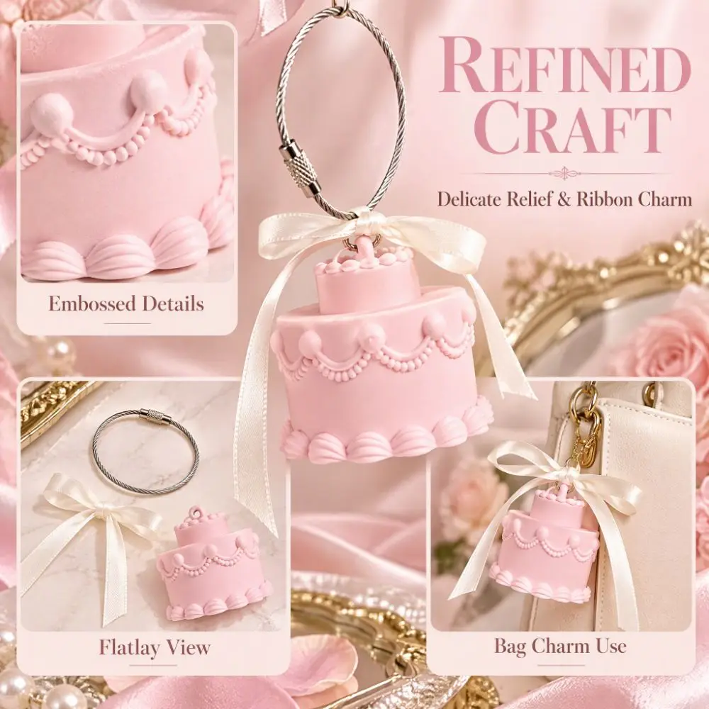 3D Printed Mini Photo Frame Keychain Cream Cake Shaped Hanging Photo Frame Charm Mini Portable Photo Pendant Anniversary