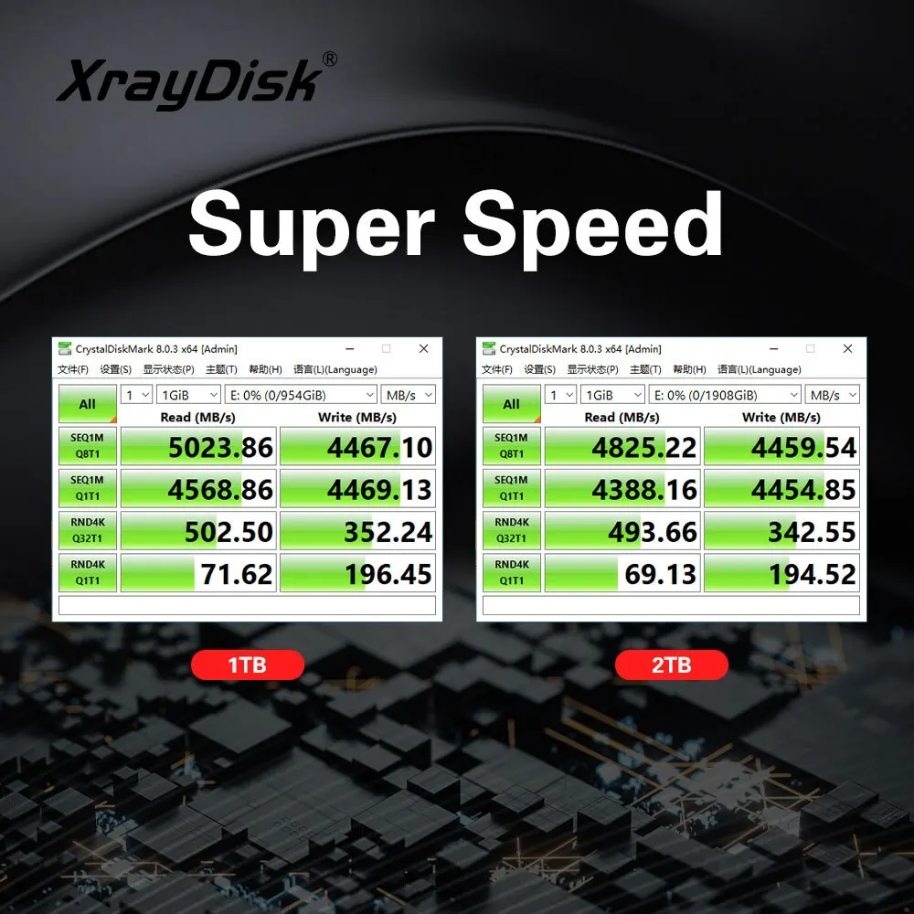 Xraydisk M.2 1TB 2TB NVMe 4.0 Gen4 PCIe Wewnętrzny Ssd R/W Do 5000/4500 MB/S dla komputerów stacjonarnych i laptopów PS5