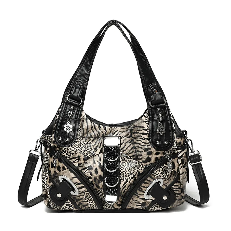 

New shoulder bag with leopard print rivets, popular hot girl bag, fashionable and versatile crossbody bag, handbag, tote bag ita