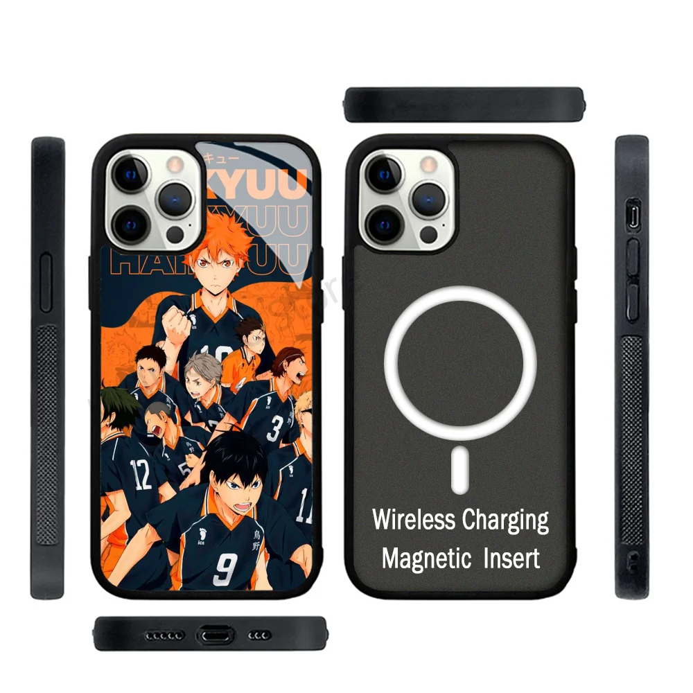 Japan Anime Volleyball Boy Haikyuu Phone Case Strong Magnetic For IPhone 15 14 13 Pro Max 11 12 Mini For Magsafe