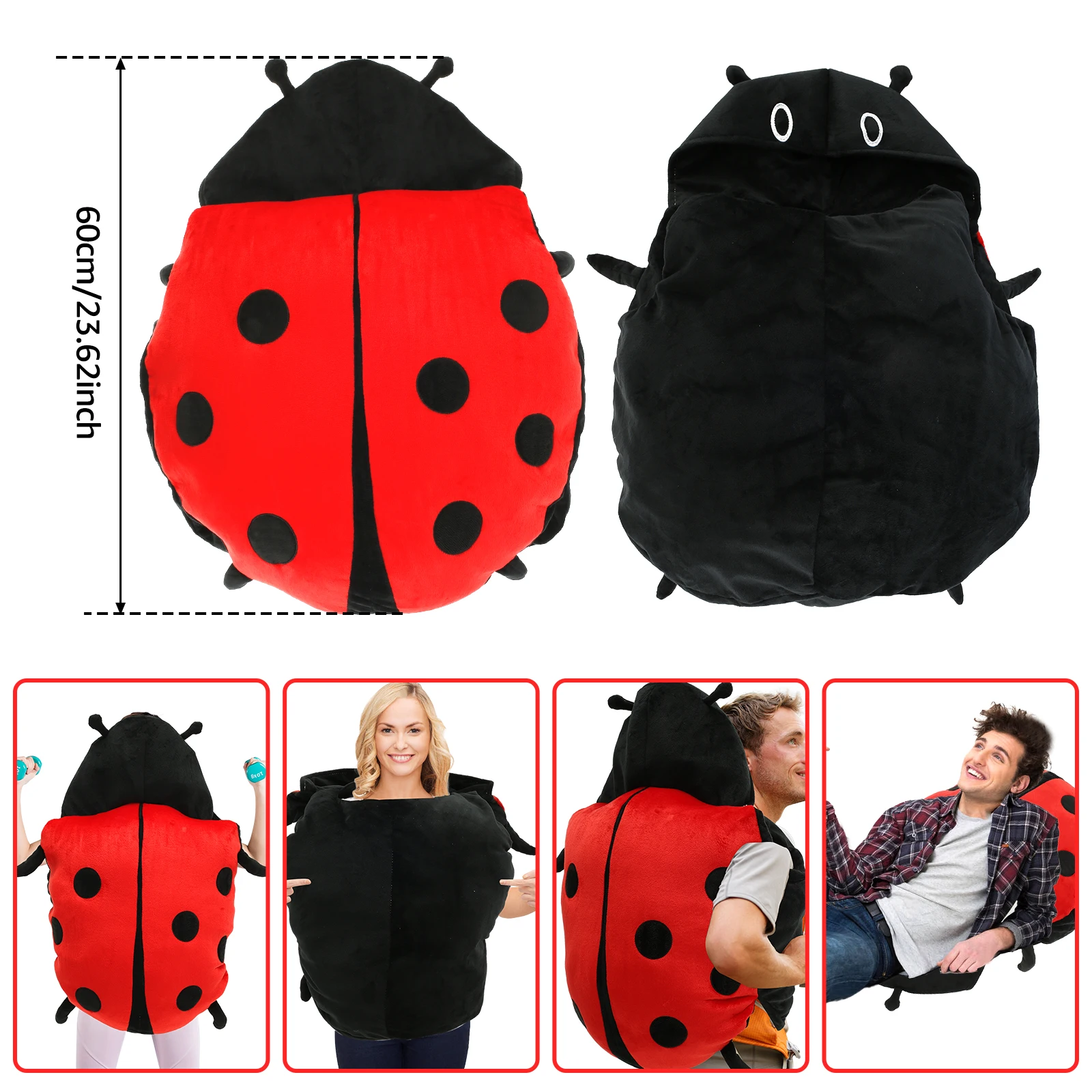 Wearable Ladybug Pillow Big Ladybug Plush Pillow Ladybug Stuffed Animal Pillow 23.6 Inch Giant Ladybug Pillow Oversized Doll