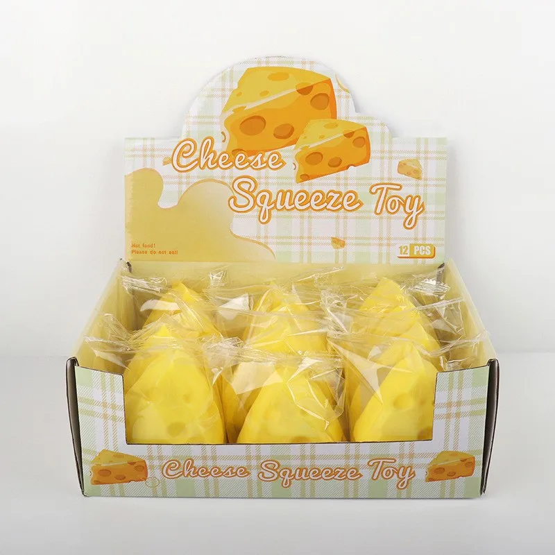 2024 New Hot Creative Squeeze Cheese Yellow Stress Relief  Novelty Gag Toys Hobby Collectibles Exclusive Design Gifts Kids