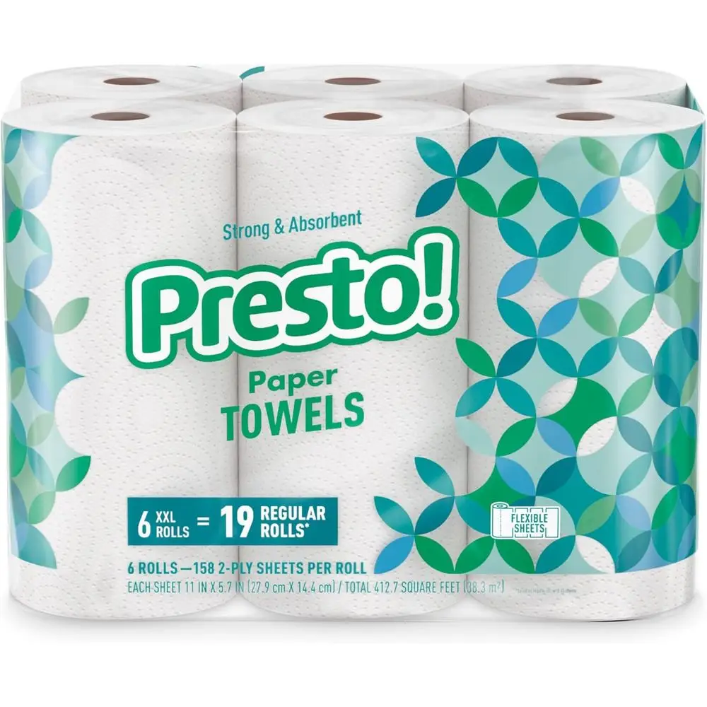 

Huge Roll Premium Paper Towels, 158 Sheets, 6 Rolls, Comparable to 19 Standard Rolls, White
