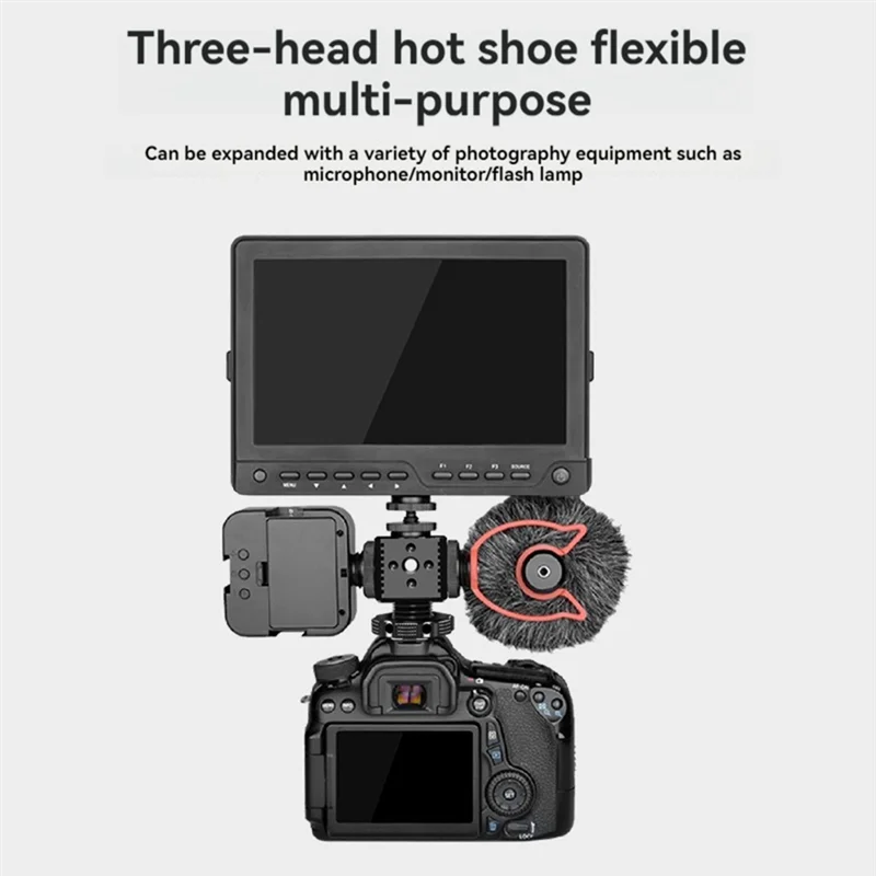 AA87 Adaptor Dudukan Triple Hot Shoe 1/4 Lubang Arri Hot Shoe Monitor Dasar Mikrofon Dudukan Braket Lampu Isi untuk Sangkar Kamera SLR