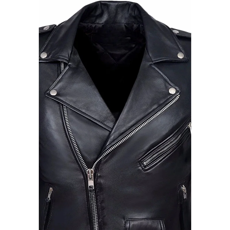 Chaqueta de cuero sintético para hombre, abrigo informal de motocicleta, ajustado, con cuello, a la moda