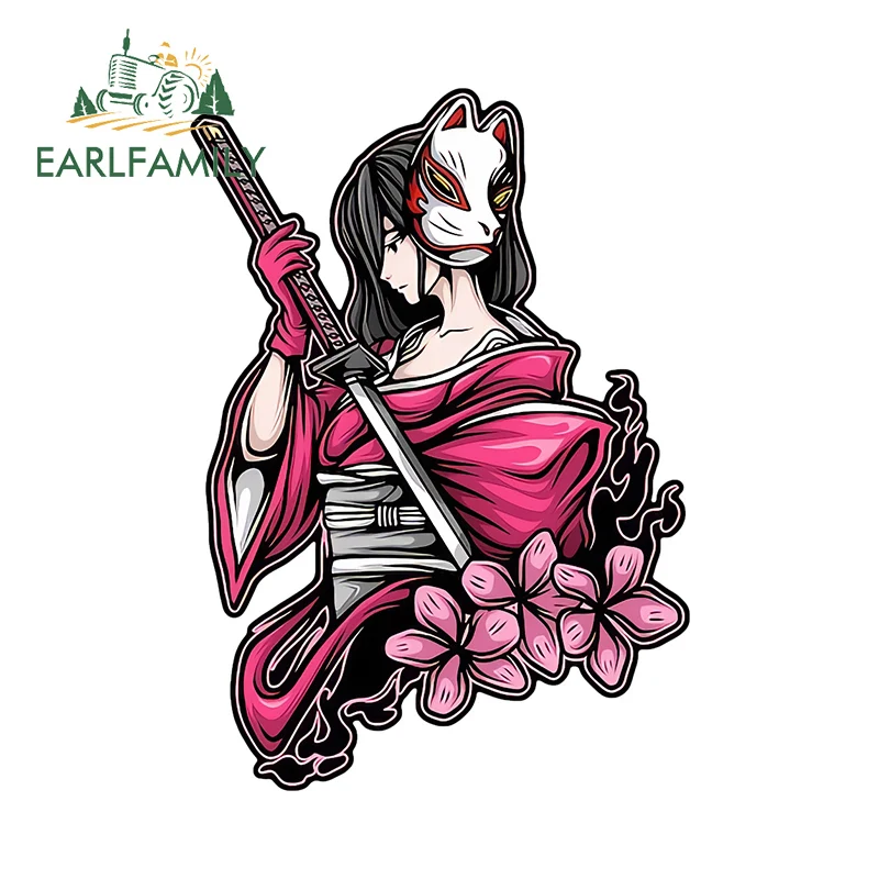 

EARLFAMILY Samurai красивая девушка автомобильные наклейки художественная картина кузов автомобиля наклейки на окна водостойкие аксессуары для зеркал заднего вида