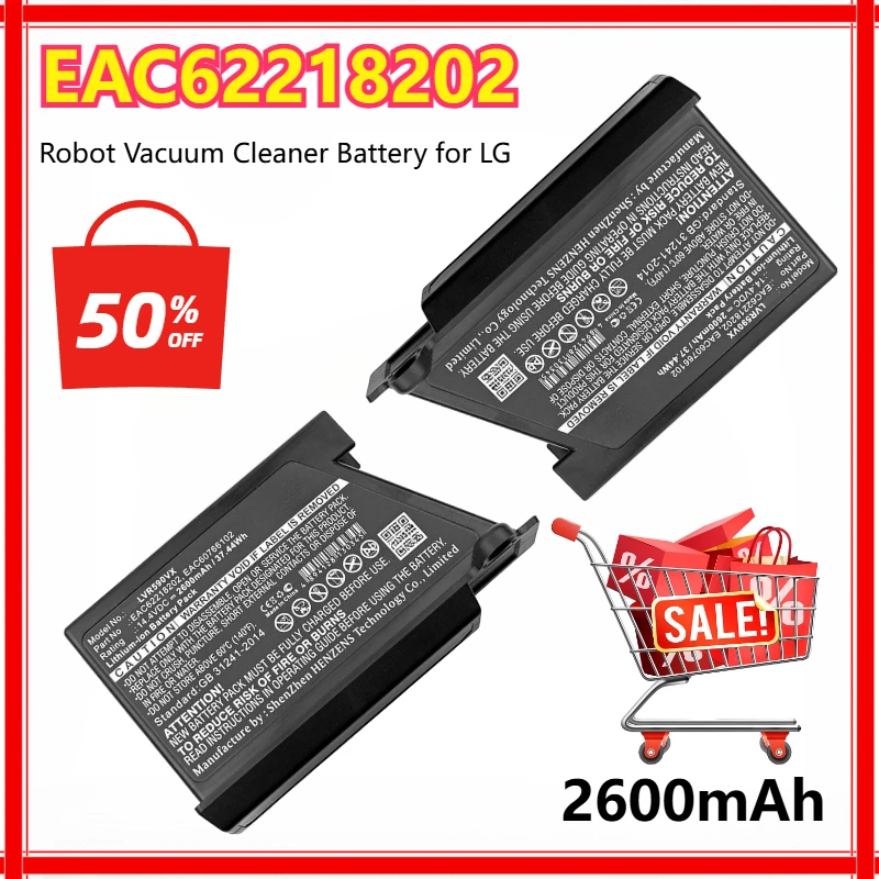 

2600mAh UPGRADE Robot Vacuum Cleaner Battery for LG EAC62218202 VR34406LV EAC60766102 VR64703LVMB VR7412RB Li-ion Bateria