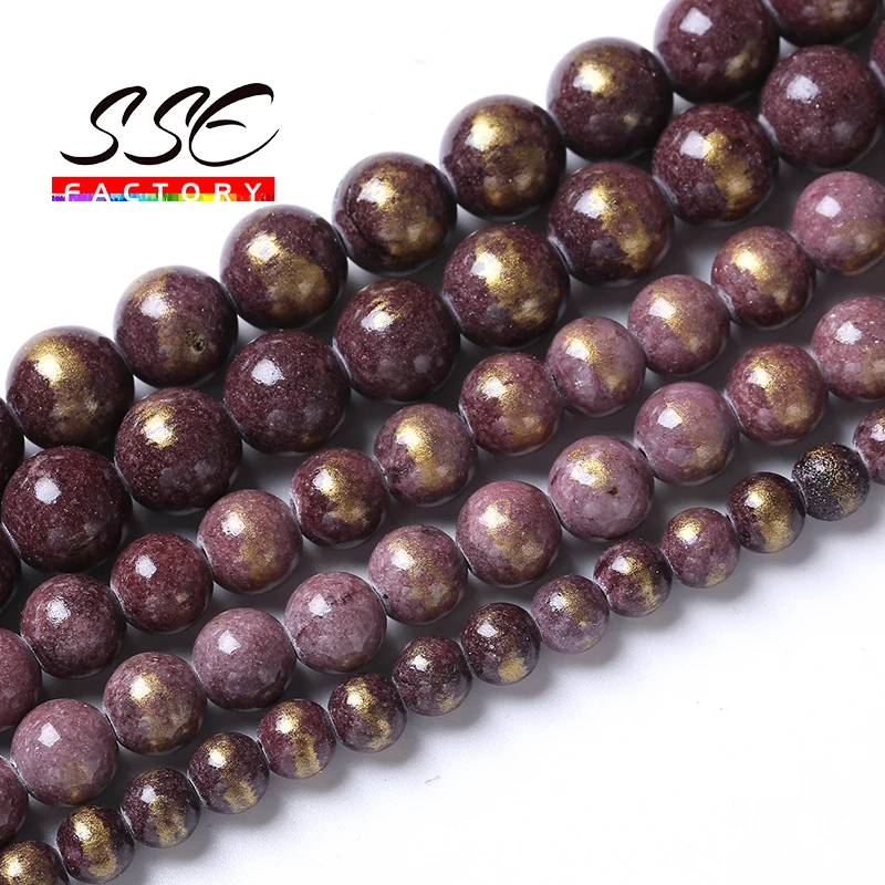 

Бусины из натурального камня Lepidolite, фиолетовый Лазурит, нефрит, для изготовления ювелирных изделий, круглые бусины россыпью, аксессуары «сделай сам» для браслетов 6, 8, 10 мм