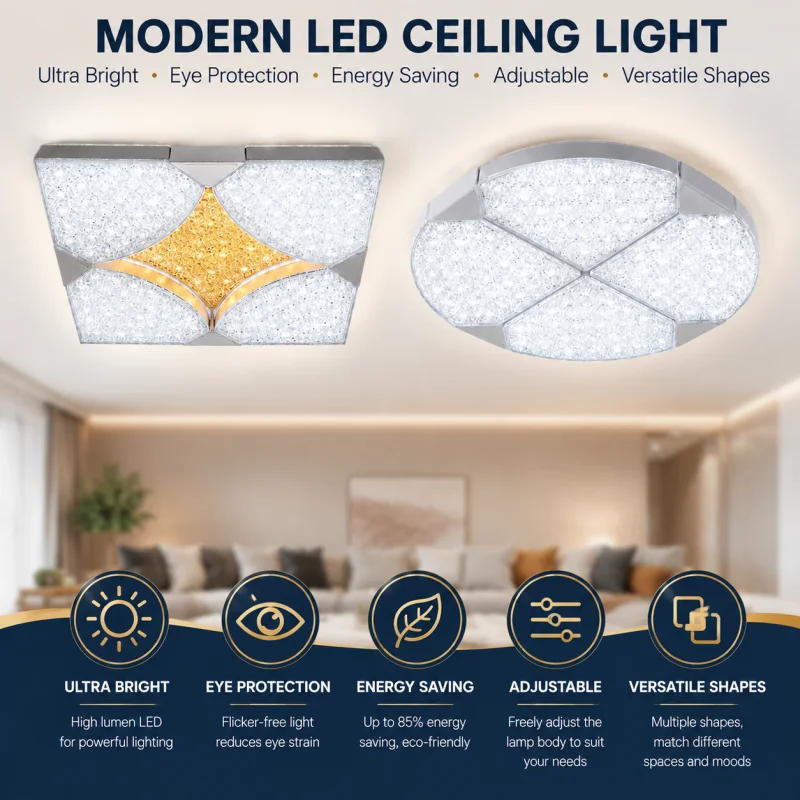 60W LED Ceiling Light Double-Sided Glowing Flush Mount Ceiling Lamp Adjustable Shape Magic Cube Cool White E27 Light Fixture