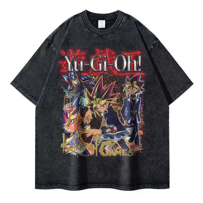 Change of Heart Washed T-shirts Men Women Anime Yu Gi Oh T Shirt Oversized Yugi Muto Tshirt Manga Seto Kaiba Tops Tees Clothing