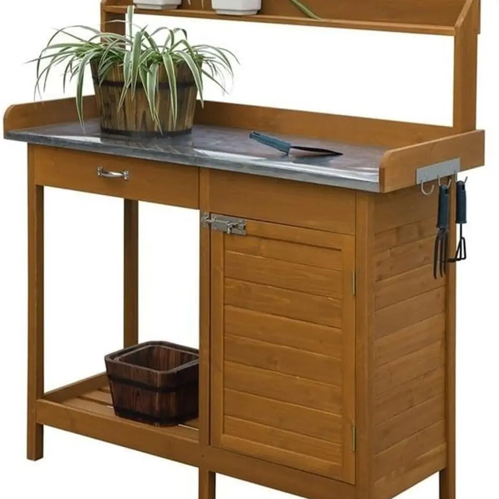 

Luxury Whitewashed Oak Potting Station with Storage Cabinet